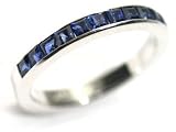 Square Shape Sapphire Channel Set Part Circle Anniversary or Stacking Band, 14k White Gold, Ring Size 6.75 (T.w 1.20)