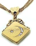 Antique Gold Filled Watch Chain Slide and Locket