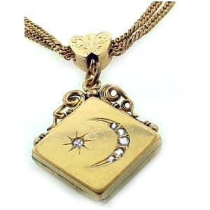 Antique Gold Filled Watch Chain Slide and Locket