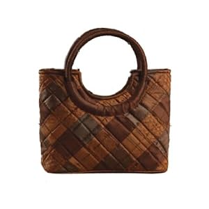 Quilted Handbag Chocolate Brown with Circle Handle