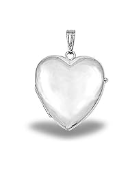 Sterling Silver "Plain" Heart Four Photo Locket 1 inch x 1 inch In Sterling Silver