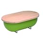 Typhoon Capsule Gloss Olive Green Steel Bread Bin with Reversable Beech Chopping Board Lid