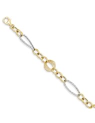 14K Two Tone Polished Fancy Link Bracelet Length 7.5"