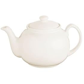 Kitchen Craft Coloured Pottery Six Cup 1.1l 36oz Teapot- Cream