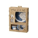 SugarBooger Peek-a-Boo 5 Piece Feeding Set, Blue Berry. Baby Dinnerware Set.