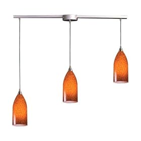 Verona - 3 Light Kitchen Island Pendant Track Lighting Fixture - Brushed Nickel - Amber -... by ELK Lighting