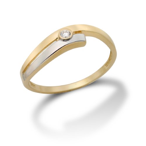 Miore 14ct/585 Bicolor Solitaire Damenring Gr&ouml;&szlig;e 54 mit Brillant ca.0,03ct MA75RO Preisvergleich