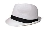 New White Tweed Classic Cuban Fedora Fashion Hats