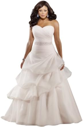 Sexy Biggoldapple A-Line/Princess Sweetheart Court Train Covered Button Organza/Taffeta Wedding Dress With Ruffle/Draped/Beaded Sash 18 Ivory
