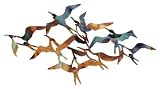 New CBK WALL DECOR EA 1 FLOCK OF FLYING SEABIRDS RAKU STYLE FINISHMULTI COLOR MATTE IRON