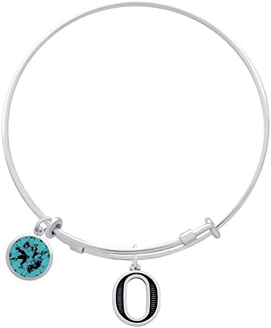 Jenaforte © .925 Sterling Silver Expandable Charm Bangle Initail &amp; Birthstone Charms O-DEC