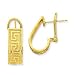 14k Polished Greek Key Hoop Omega Back Post title=