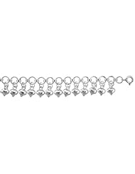 Sterling Silver Charm Bracelet w/ Dangling Teeny Hearts