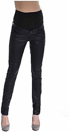 Queen Mum Women's Faux Leather Coated Black Sweat L Black