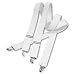 White Basic Elastic Suspender with Silver Finish Hardware