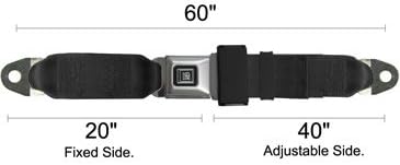 Seat Belts Plus 1205-60 - GM Logo Lap Seat Belt, 60 Inch Length, Metal Buckle with "GM Logo" Push Button, Each - Non-Retractable - Blue