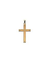39.00x25.00 mm Cross Pendant with Design in 14K Yellow Gold