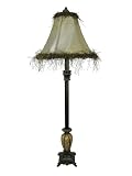 Candlestick Table Lamp W/ Feather Eyelash Shade