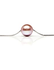 HinsonGayle AAA Gem Collection 10.0-10.5mm Naturally Pink Cultured Pearl Solitaire Necklace (Sterling Silver, 18")