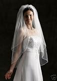 31exBnB85zL. SL160  Ivory 2T Fingertip Wedding Bridal Veil Satin Edge Reviews