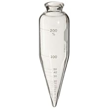 Kimble Kimax 45243-200 Glass 100mL Graduated Oil Short Cone Centrifuge Tube for Petroleum Field Testing, Graduated in % (100 mL = 200%), Calibrated 'To Contain', 6" Length, Clear, Case of 6