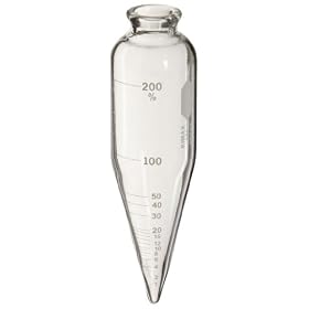 Kimble Kimax, Oil Short Cone Graduated in %Calibrated 'To Contain' Centrifuge Tube for Petroleum Field Testing, 200% 6" (Case of 6)