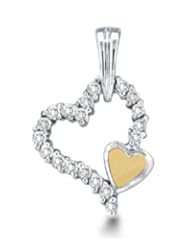 1/4 cttw. Round Diamond Ladies Heart Pendant 10K White Gold