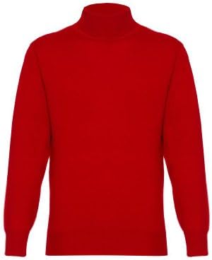 Mens pure cashmere polo neck Sweater, Red, S