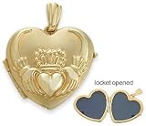 Ladies Yellow Gold Heart Celtic Claddagh Pendant Locket