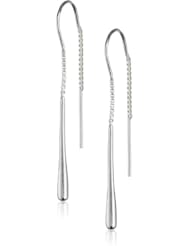 Sterling Silver Short Organic U-Shaped Thread Drop Earrings
