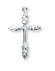 Cross Pendant Wheat Design, Sterling Silver with Chain