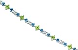 Unique Styling 10.25 carats total weight Princess & Round Cut Peridot London Blue Topaz Bracelet in Sterling Silver