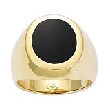 18K Gold Plated Black Onyx Signet Ring