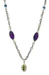Sara Blaine Fine Sterling Silver Pendant Necklace with Amethyst and Marquise Lime Citrine