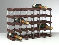 Childrens Toyshop   : Fully assembled Wine Rack Dk Wood/Metal 30 Btle