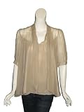 MASON Silk S/S Tie Neck Blouse in Beige