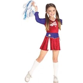 Girls Kids American Cheerleader Majorette Fancy Dress Halloween Costume 5-7 yrs