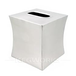 Boutique Size Tissue Box Cover - Brushed Stainless Steel