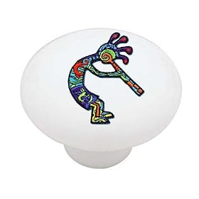 Kokopelli Patch Effect Decorative High Gloss Ceramic Drawer Knob