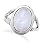 Moonstone Sterling Silver Ring, .75 in wide Cabochon Rainbow Moonstone Ring