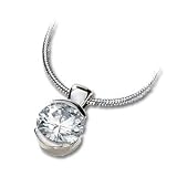 14K White Gold Created Moissanite Pendant / 06.00mm=3/4CT