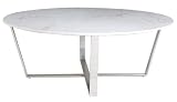 White Marble Round Coffee Table with Stainless Steel Legs - HL021163