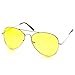 zeroUV - Classic Metal Frame Yellow Tinted Night Driving Aviator Sunglasses