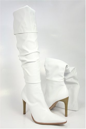 Sexy White Exotic Dancer Thigh or Knee High Boots