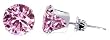 Sterling Silver 8 MM Round Pink Cubic Zirconia Stud Post Friction Back Earrings