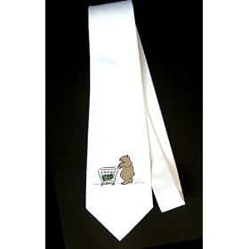 Party Decoration Necktie with pushing, shopping, Finance, money, market, cart, bear