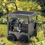 Outdoor Living : Suncast 300' Capacity Steel-Core Garden Hose Reel Cart with Tray And Hose Guide #FWT300
