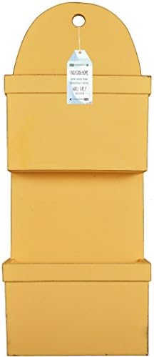 Two Tier Wood Wall File, Wall Storage Bins, Wall Mounted Magazine Holder, (Yellow))