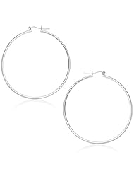 14K White Gold Polished Hoop Earrings (45 mm)