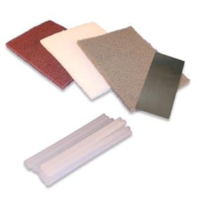  Base Ski Repair Kit: 10 clear ptex + metal scraper + buffing pads